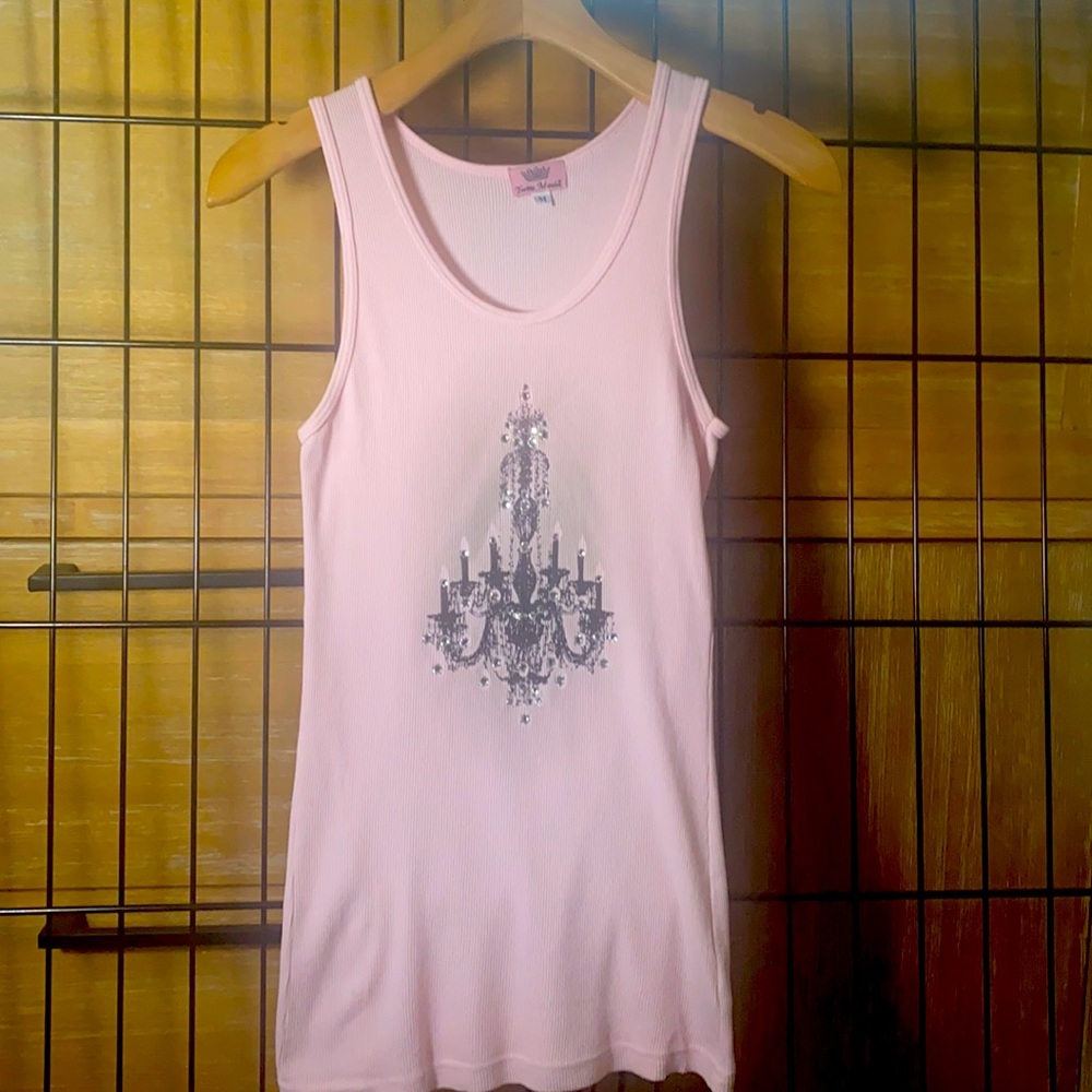 NWOT Crystal Accented Chandelier Print Ribbed Tank
